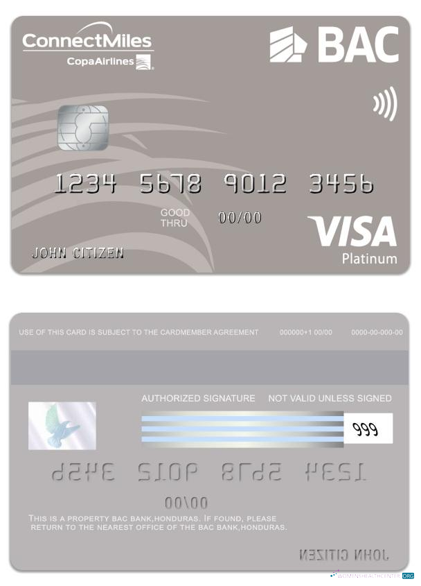 Download Honduras BAC Bank visa platinum card Photoshop template